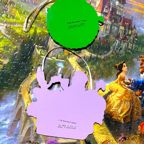 DISNEY’S BEAUTY & THE BEAST VTG 90s KURT ADLER HANDCRAFTED WOODEN XMAS ORNAMENTS - Picture 6 of 10